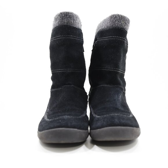 Easy Spirit Black Suede Leather Flat Mid-Calf Winter Boots - 9 - Picture 2 of 7